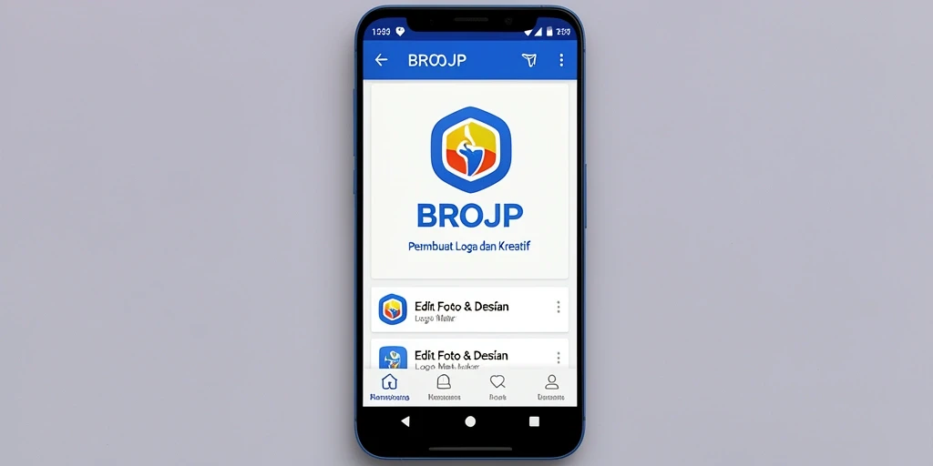 Tampilan antarmuka aplikasi BROJP dengan fitur pembuat logo yang user-friendly.