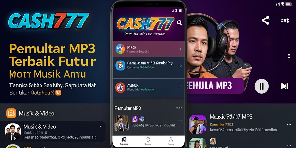 Tampilan antarmuka menarik dari aplikasi Pemutar MP3 CASH777.