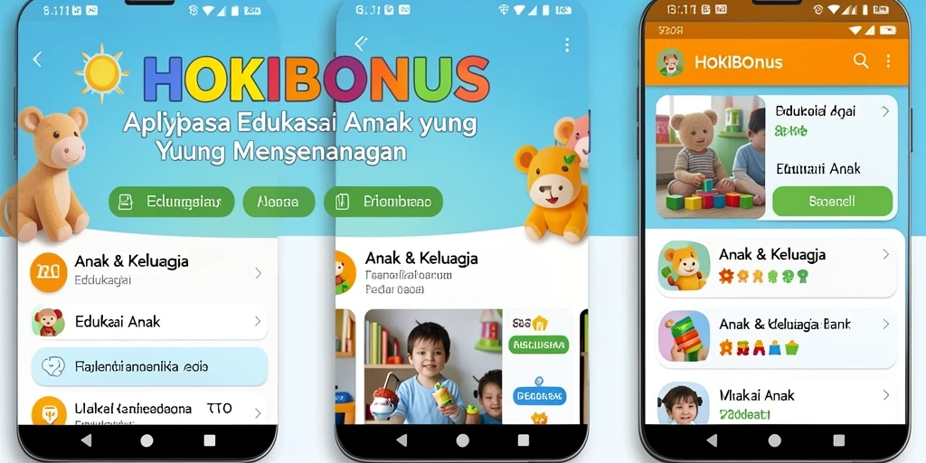 Antarmuka HOKIBONUS yang ceria dan interaktif untuk anak.