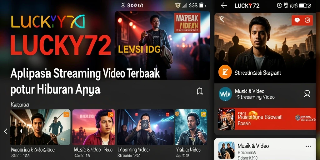 Antarmuka aplikasi LUCKY72 dengan berbagai pilihan Streaming Video.
