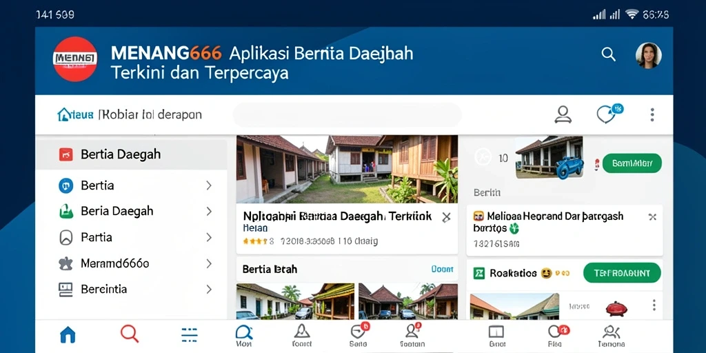 Antarmuka aplikasi MENANG666 dengan berita daerah terbaru.