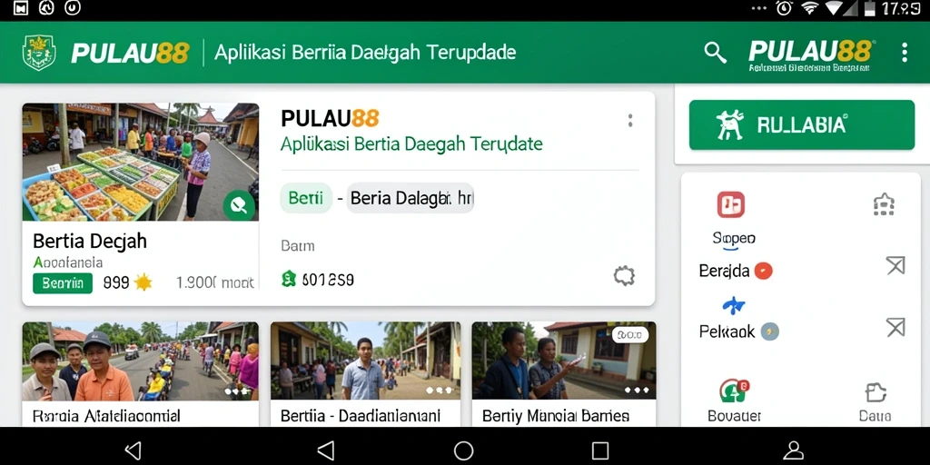 Antarmuka aplikasi PULAU88 menampilkan berita daerah terkini.