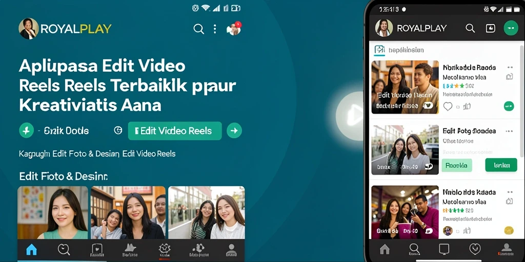 Antarmuka pengguna ROYALPLAY saat mengedit Video Reels.