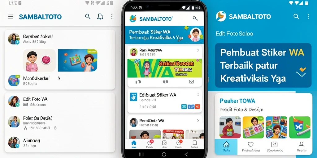 Screenshot utama SAMBALTOTO menampilkan antarmuka kreatif Pembuat Stiker WA.