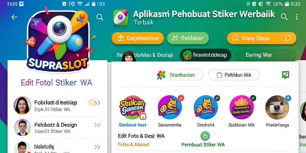 Tampilan antarmuka SUPRASLOT untuk membuat stiker WA yang menarik.