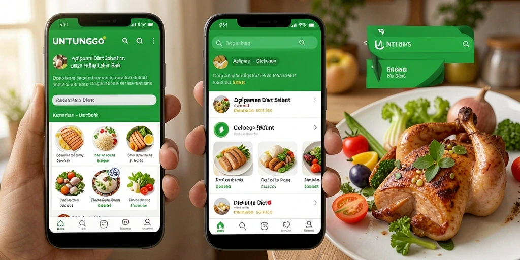 Tampilan antarmuka utama UNTUNGGO untuk Diet Sehat